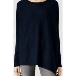 All Saints Awry Jumper 100% Merino Wool Asymmetrical Sweater